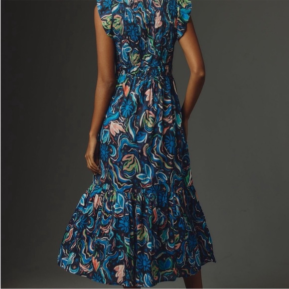 Anthropologie Blue Multicolor Midi Dress - Picture 2 of 16